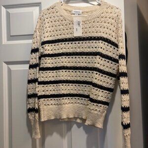 XS Evereve Cream and Black Striped Sweater - NWT